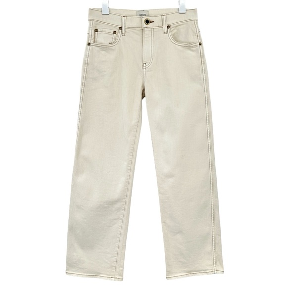 KHAITE Wendell Jean in Ivory - Cream White Brown Stitching Trim Jeans sz 25 - Picture 3 of 16